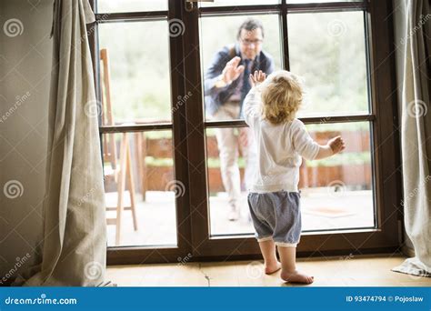 dad leaving stock image